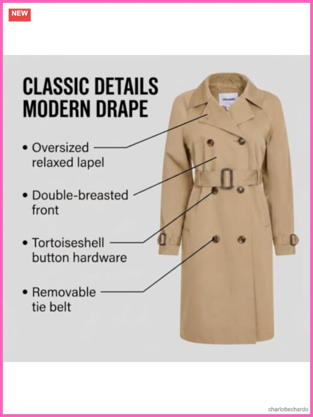 Women's Oversized Lapel Trench Coat Long Fall Lightweight - Picture 3 of 6